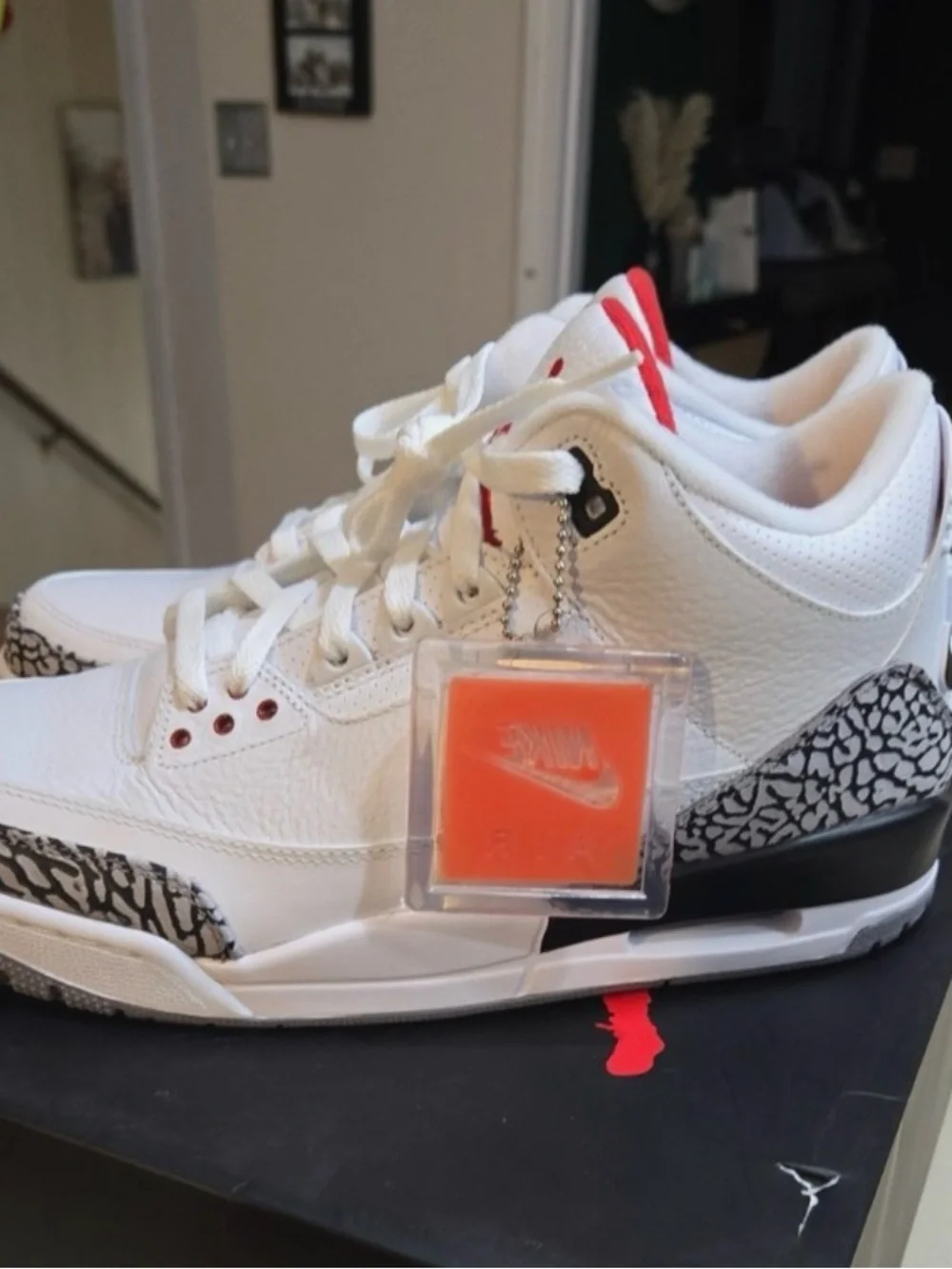 Air Jordan 3 Retro 88 White/Red Elephant Print Sneakers